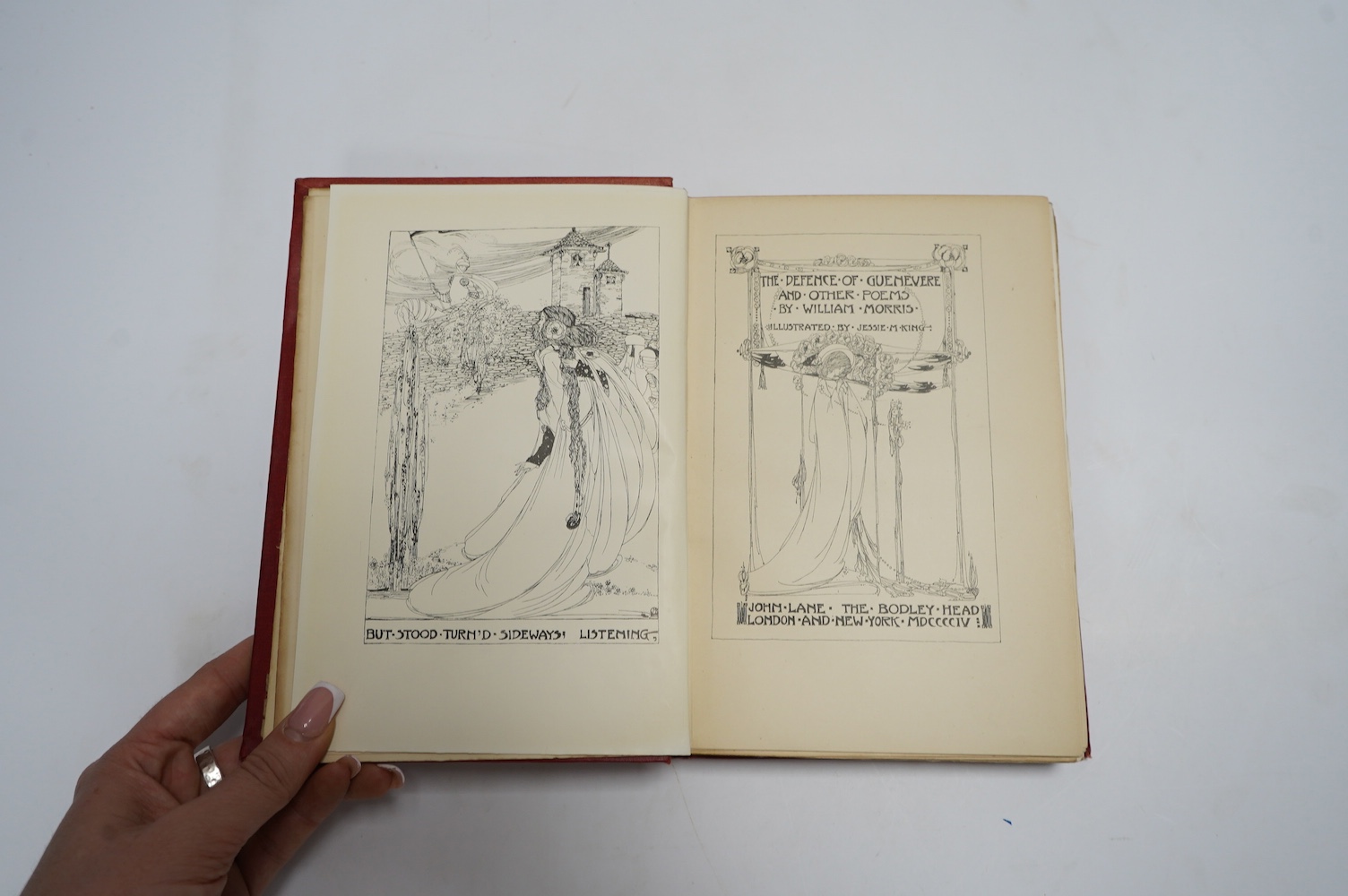 Morris, William - The Defence of Guenevere and Other Poems. Illustrated by Jessie M. King. pictorial title, frontis., decorated dedication leaf, num. plates and text decorations; original gilt pictorial cloth, gilt top w